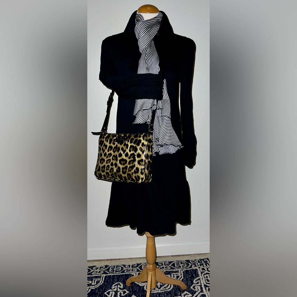 Kate Spade ♠️ New York Patent Leather Leopard Print Crossbody Bag 🐆👜🤎🖤🩶🤍✨